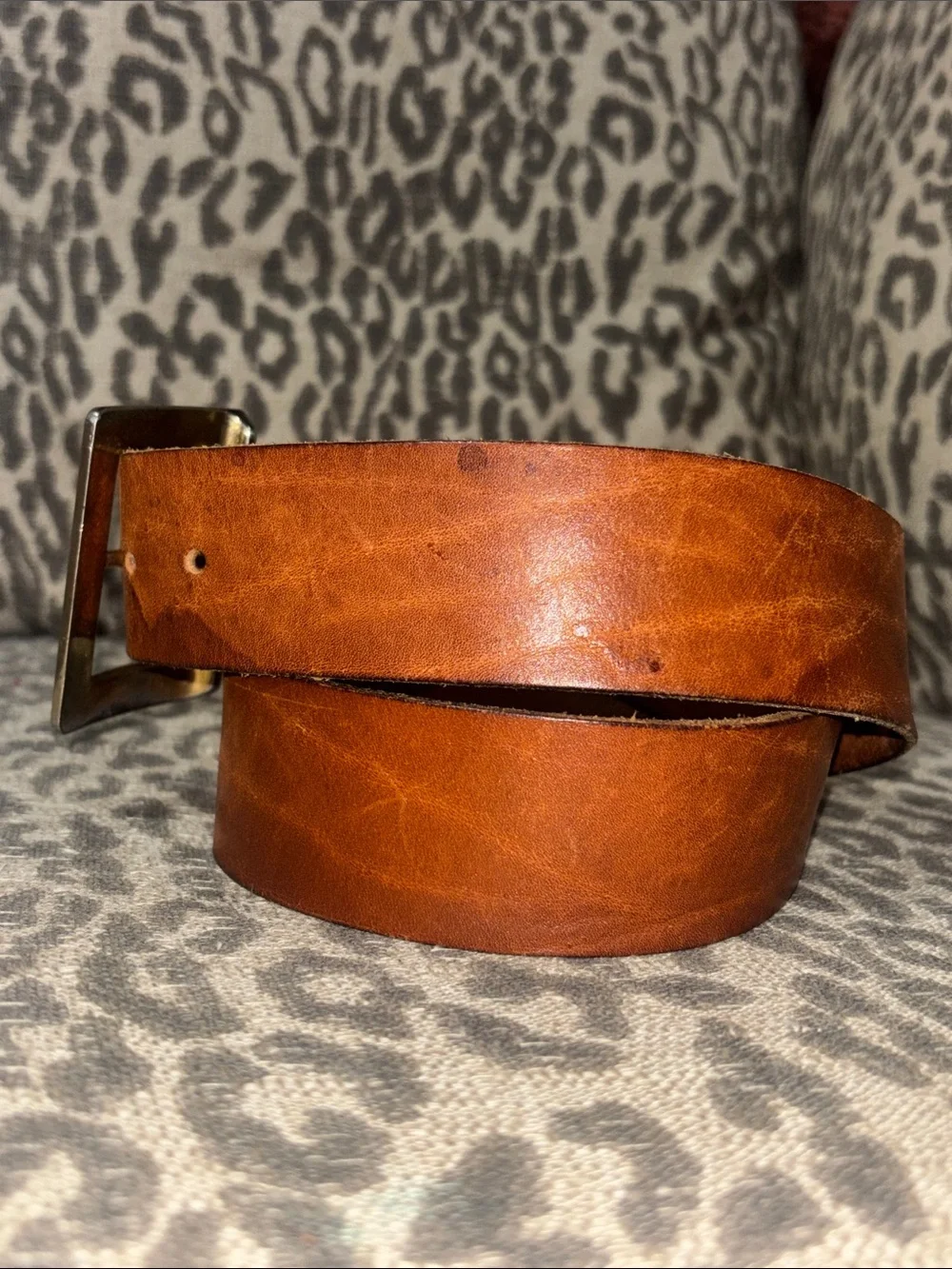 Vintage steerhide belt mixedmetallic chunky metal statement belt thick buckle